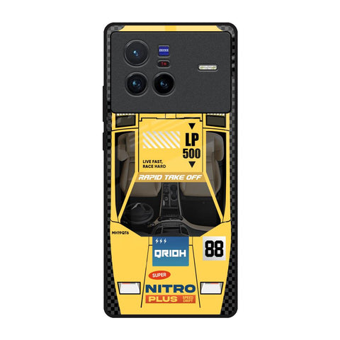 Yellow Racing Car Vivo X80 5G Glass Back Cover Online