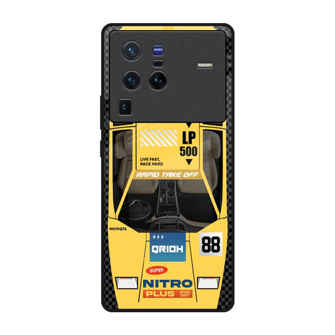 Yellow Racing Car Vivo X80 Pro 5G Glass Back Cover Online