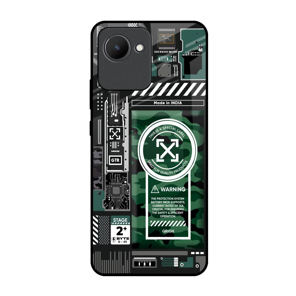 Green Camo Circuit Realme C30 Glass Back Cover Online
