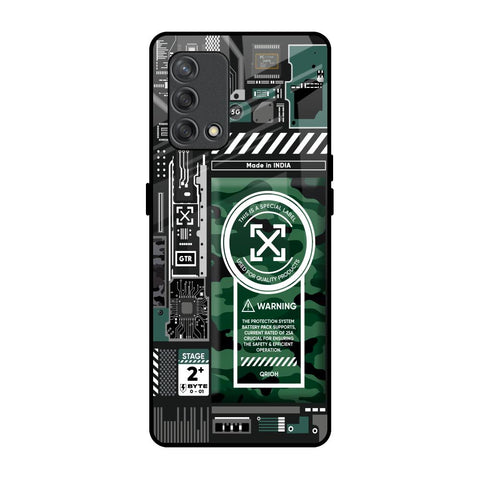Green Camo Circuit Oppo F19s Glass Back Cover Online