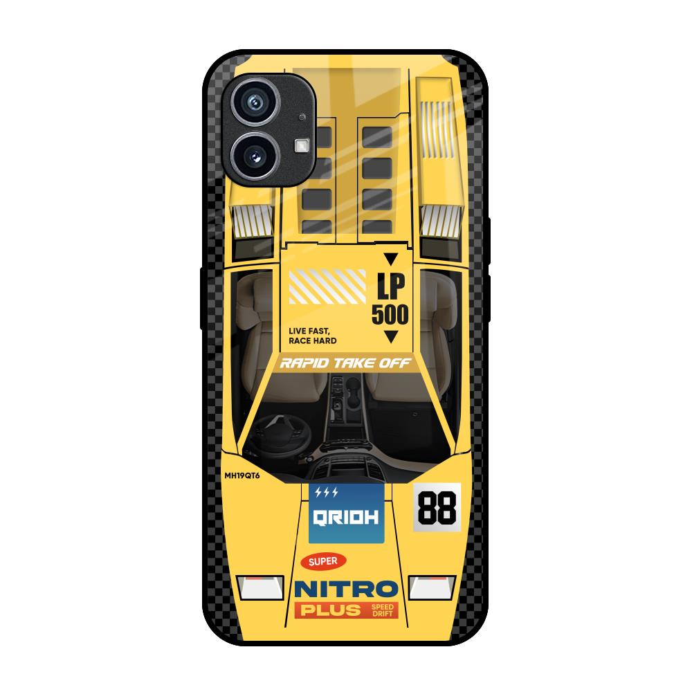 Yellow Racing Car Nothing Phone 1 Glass Back Cover Online