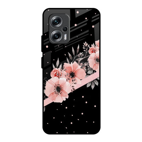 Floral Black Band Redmi K50i 5G Glass Back Cover Online
