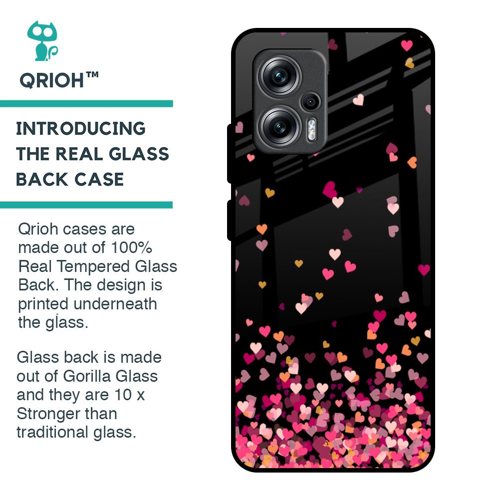 Heart Rain Fall Glass Case For Redmi K50i 5G
