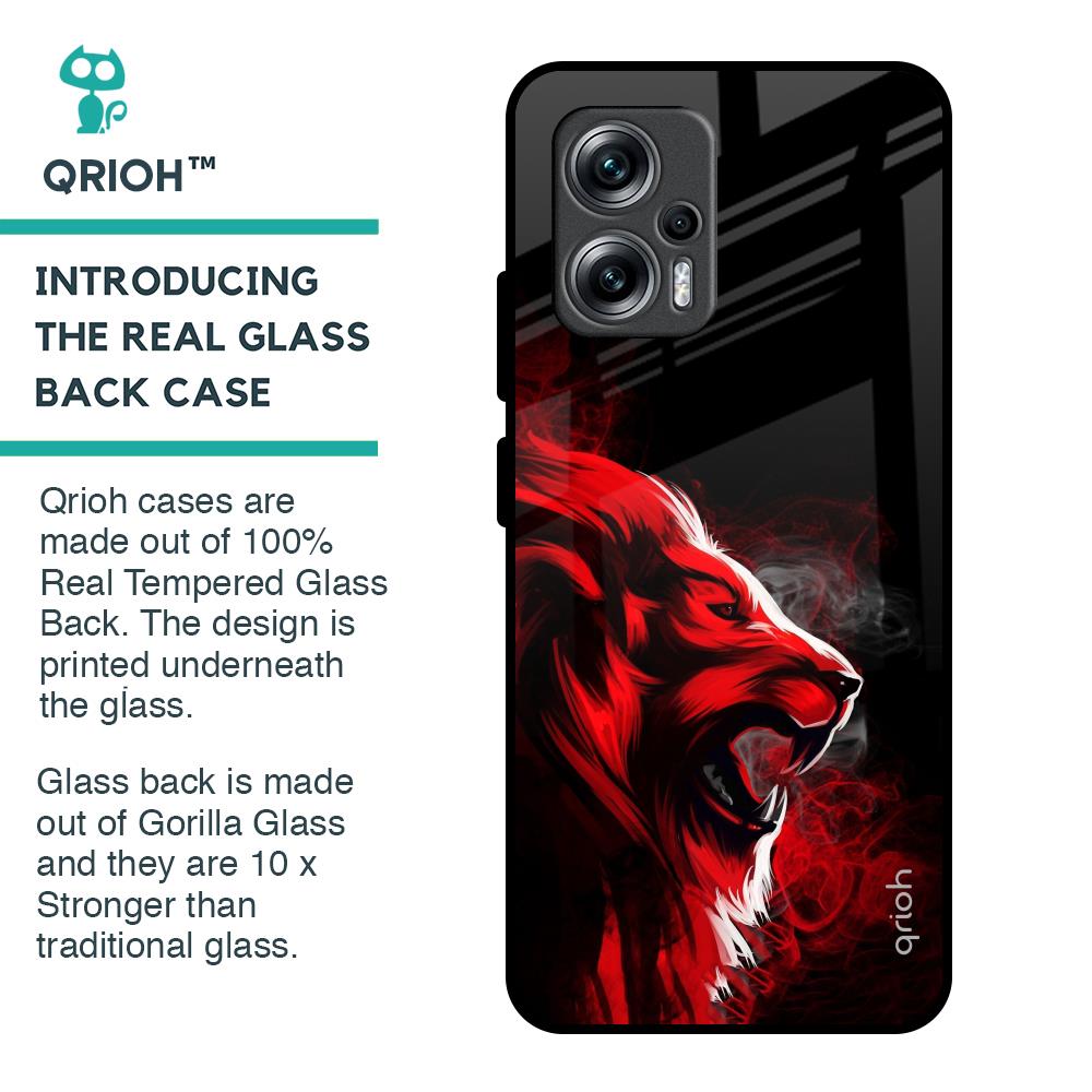 Red Angry Lion Glass Case for Redmi K50i 5G
