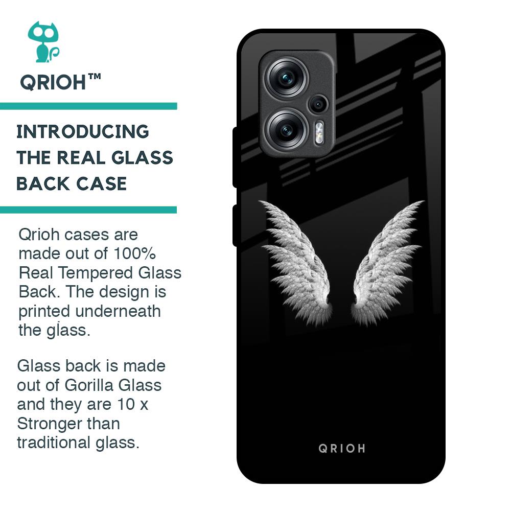 White Angel Wings Glass Case for Redmi K50i 5G