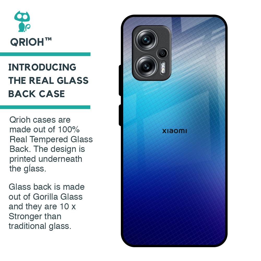 Blue Rhombus Pattern Glass Case for Redmi K50i 5G