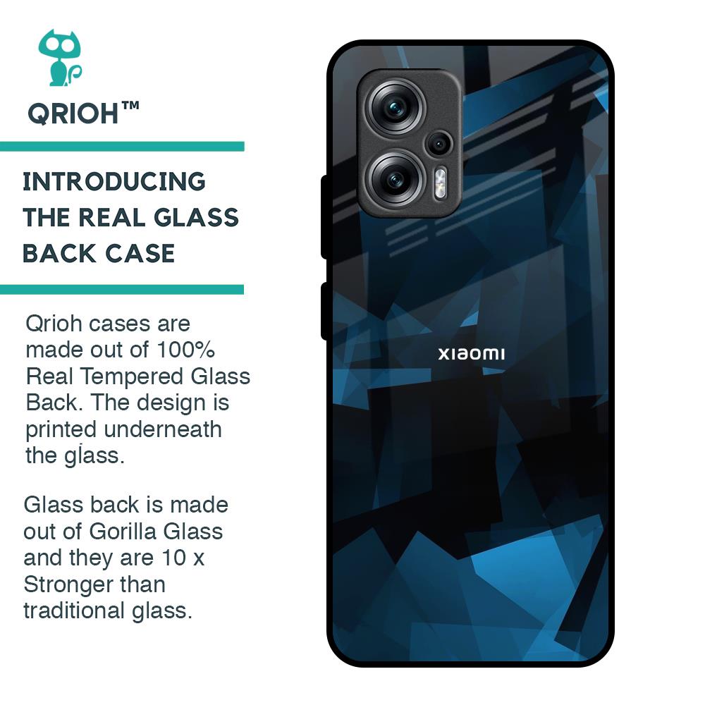 Polygonal Blue Box Glass Case For Redmi K50i 5G