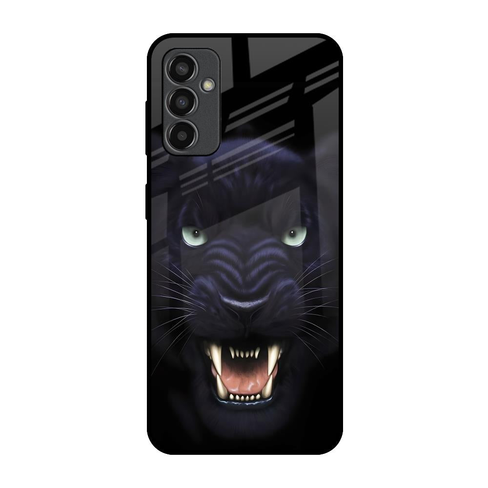 Angry Black Leopard Samsung Galaxy M13 Glass Back Cover Online