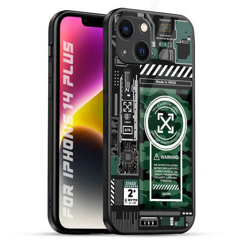 Green Camo Circuit iPhone 14 Plus Glass Back Cover Online