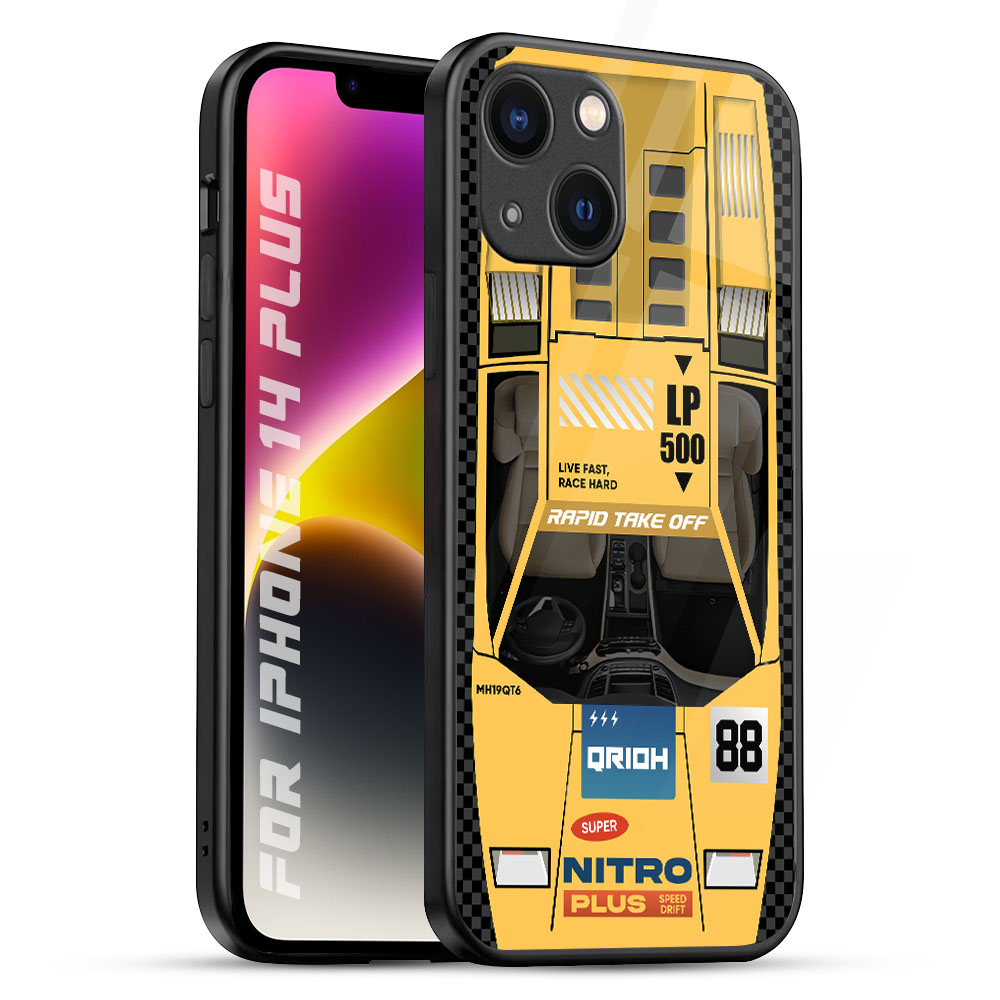 Yellow Racing Car iPhone 14 Plus Glass Back Cover Online