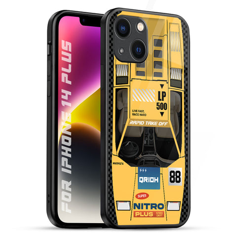 Yellow Racing Car iPhone 14 Plus Glass Back Cover Online