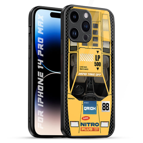 Yellow Racing Car iPhone 14 Pro Max Glass Back Cover Online