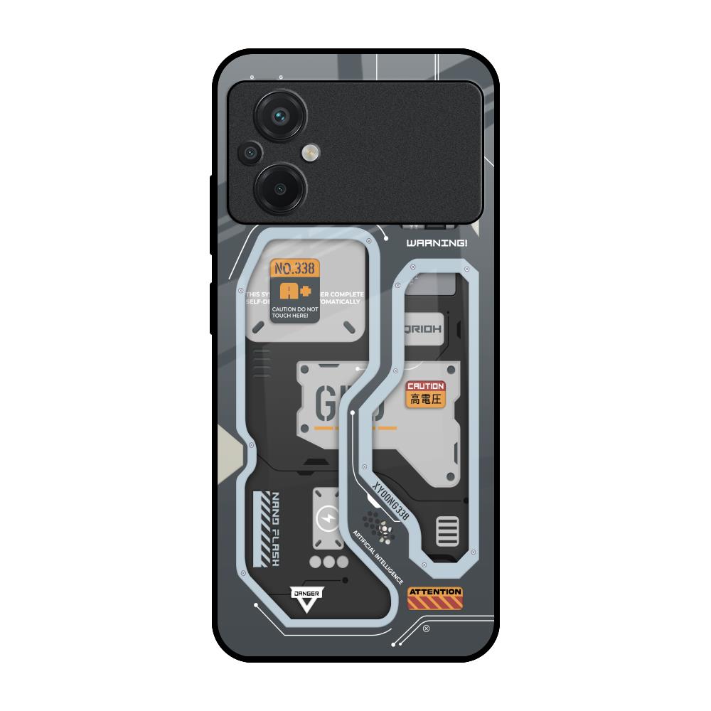 Retro Futuristic Poco M5 Glass Back Cover Online