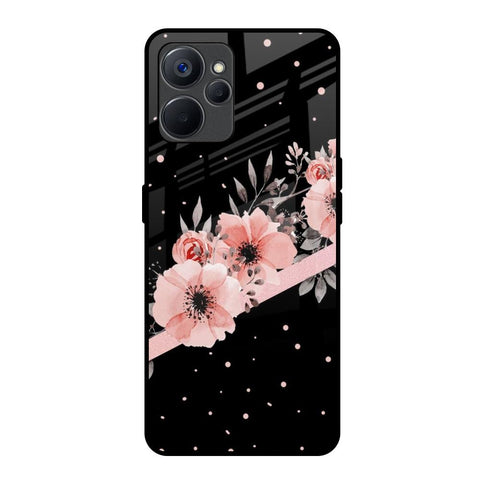 Floral Black Band Realme 9i 5G Glass Back Cover Online