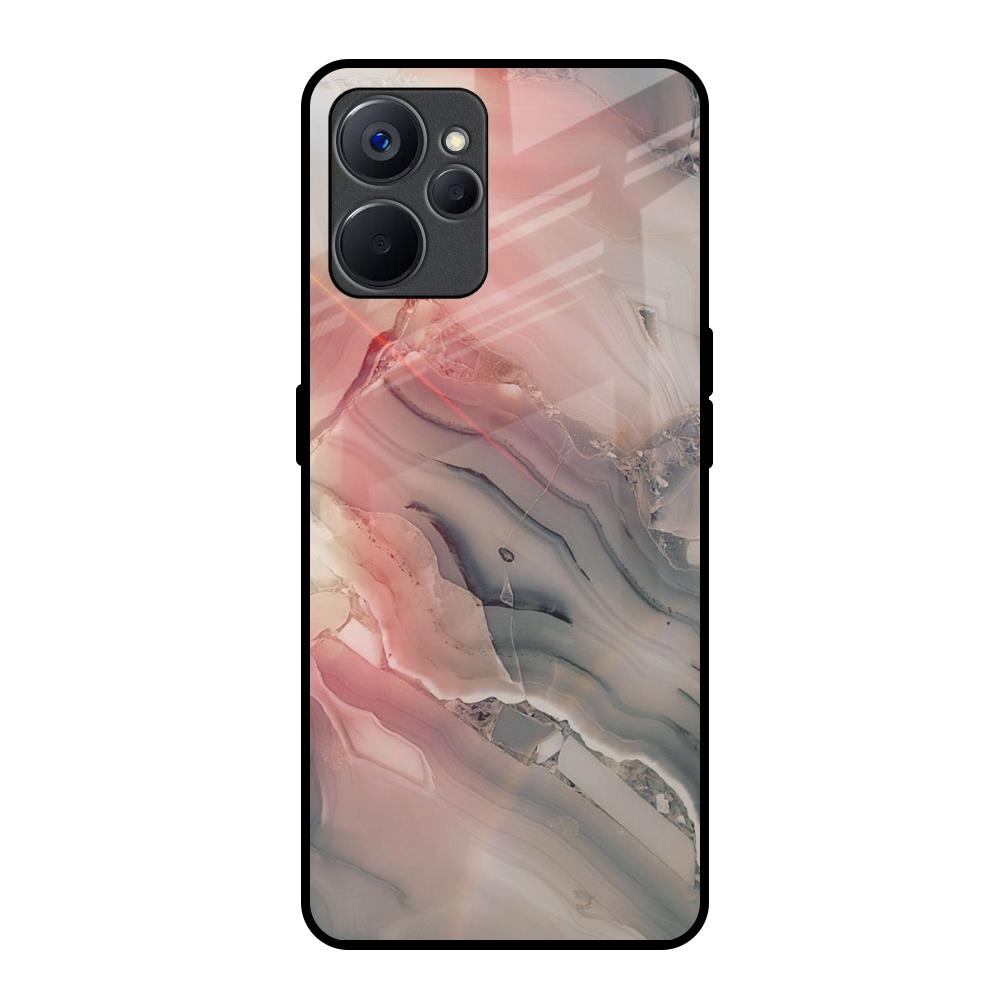Pink And Grey Marble Realme 9i 5G Glass Back Cover Online