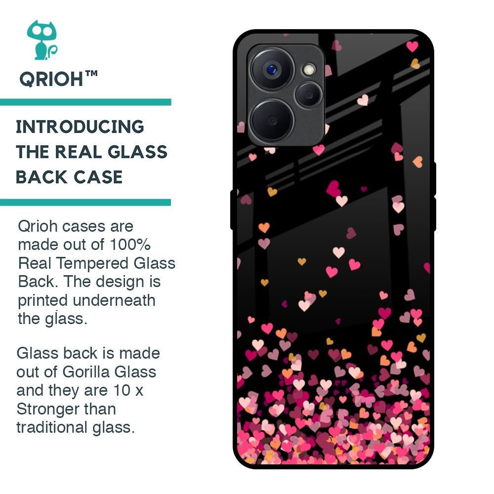 Heart Rain Fall Glass Case For Realme 9i 5G