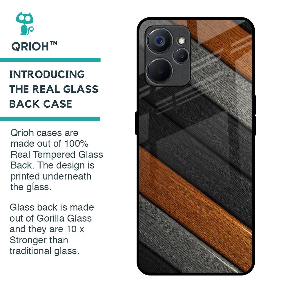 Tri Color Wood Glass Case for Realme 9i 5G