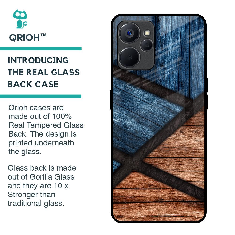 Wooden Tiles Glass Case for Realme 9i 5G