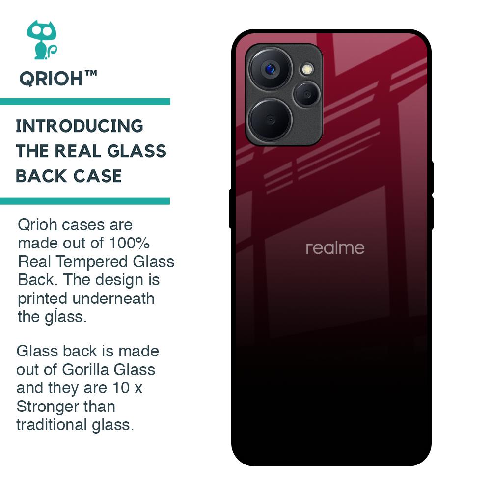 Wine Red Glass Case For Realme 9i 5G