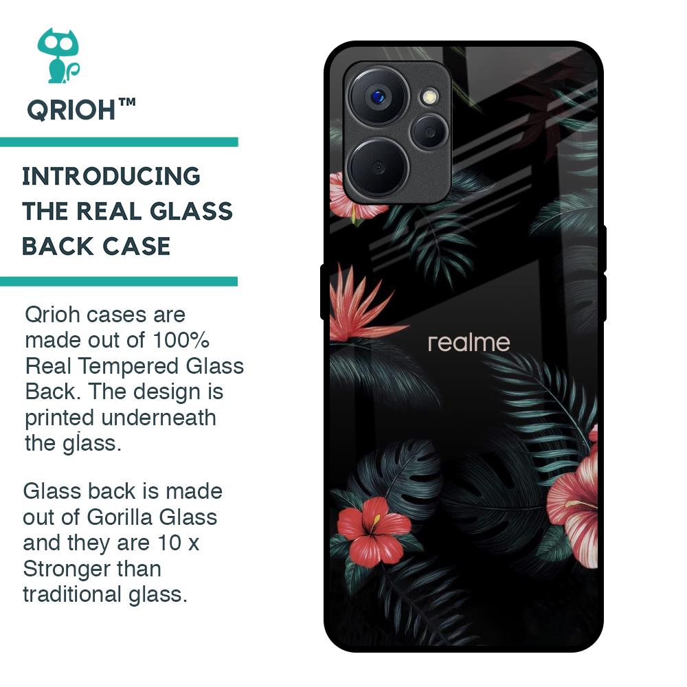 Tropical Art Flower Glass Case for Realme 9i 5G