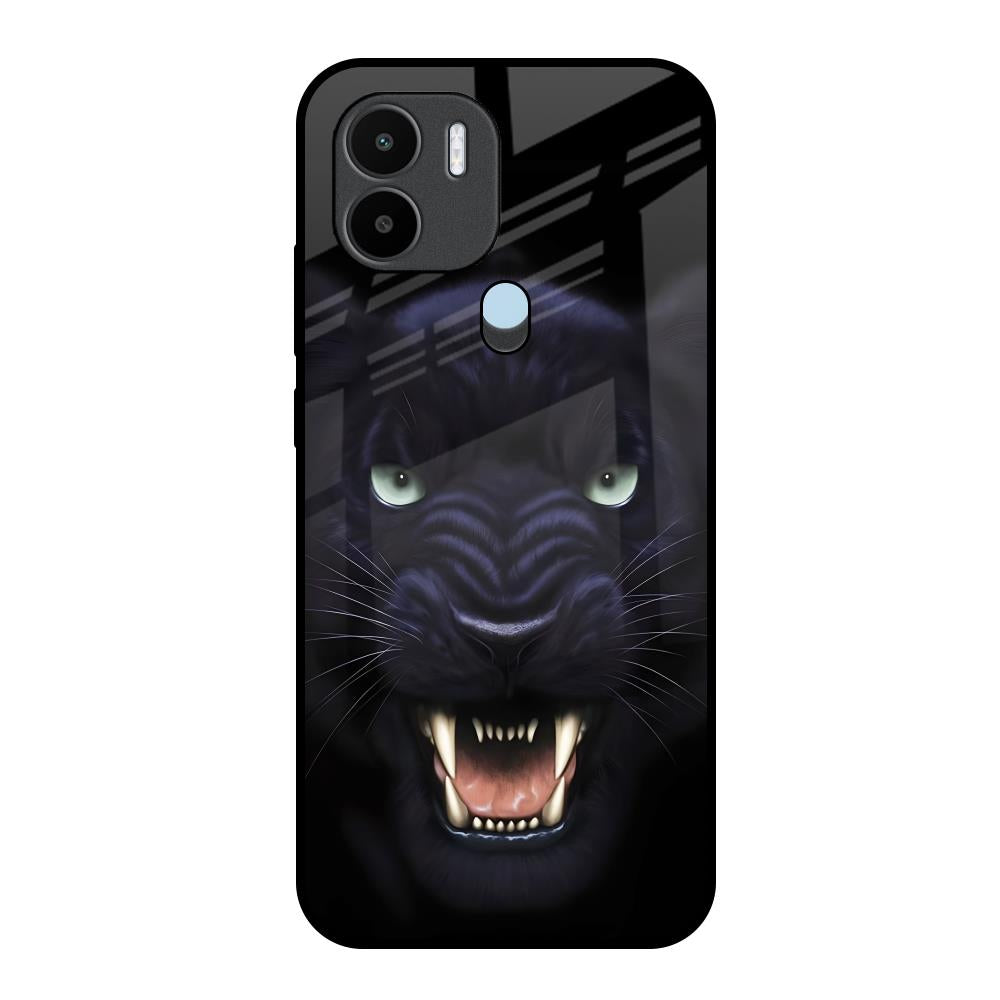 Angry Black Leopard Redmi A1 Plus Glass Back Cover Online