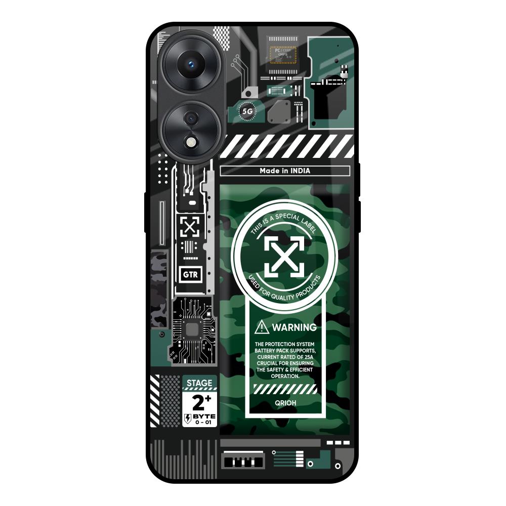 Green Camo Circuit Oppo A58 5G Glass Back Cover Online