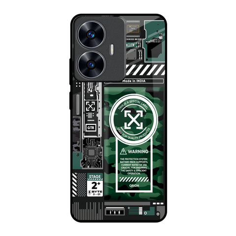 Green Camo Circuit Realme C55 Glass Back Cover Online