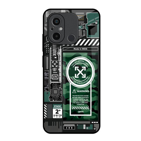 Green Camo Circuit Redmi 12C Glass Back Cover Online