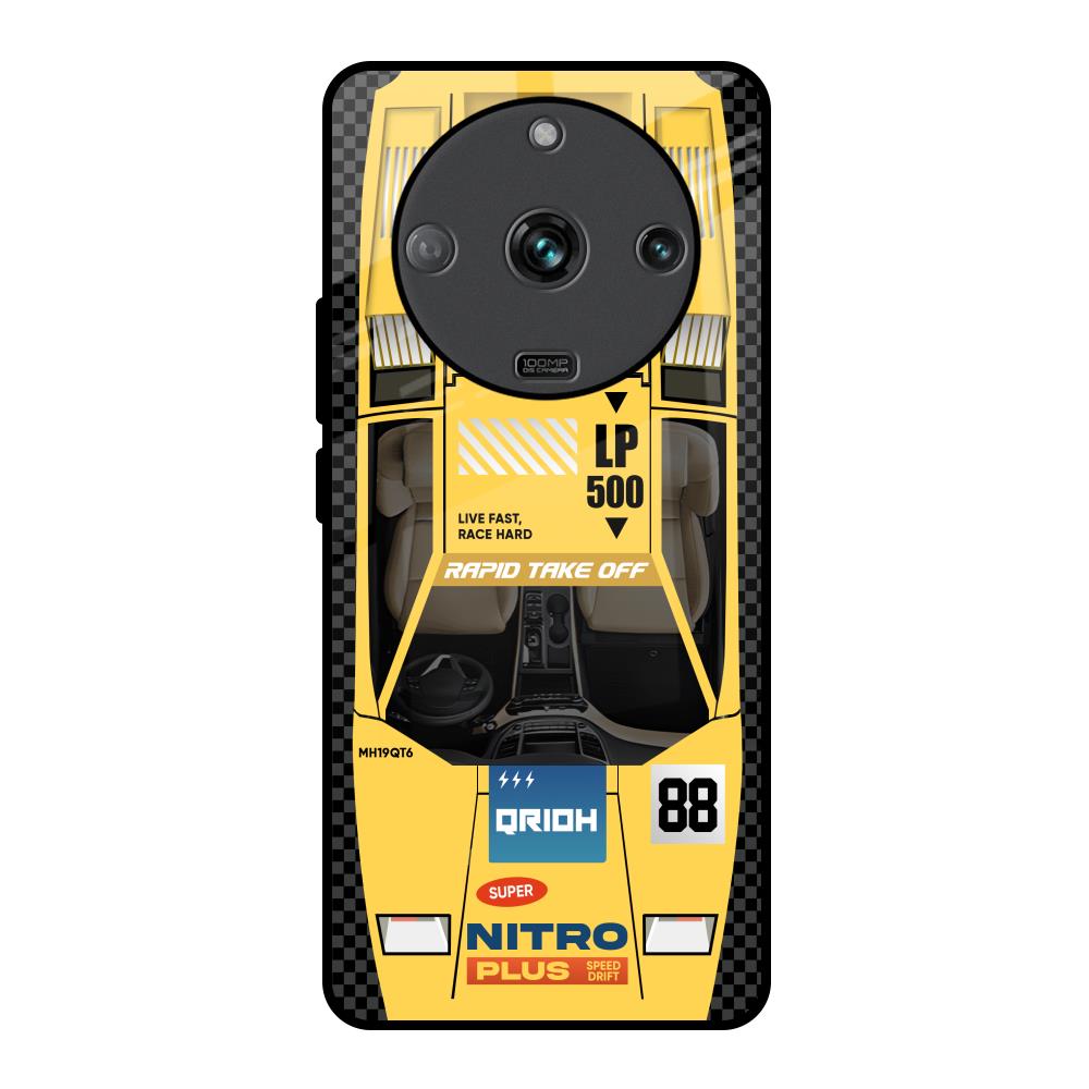 Yellow Racing Car Realme Narzo 60 5G Glass Back Cover Online