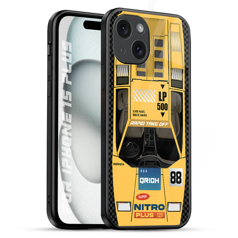 Yellow Racing Car iPhone 15 Plus Glass Back Cover Online