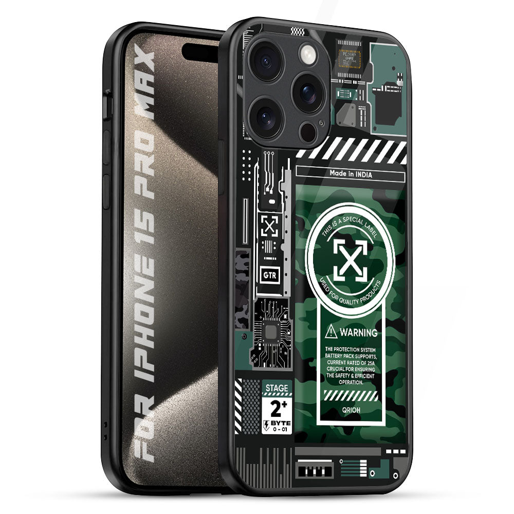 Green Camo Circuit iPhone 15 Pro Max Glass Back Cover Online