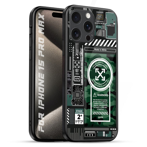 Green Camo Circuit iPhone 15 Pro Max Glass Back Cover Online