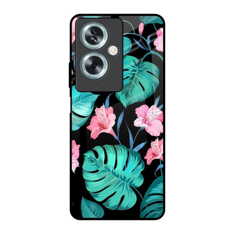 Tropical Leaves & Pink Flowers Oppo A79 5G Glass Back Cover Online