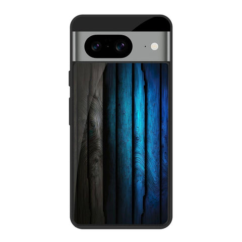 Grey & Blue Wooden Texture Google Pixel 8 Glass Cases & Covers Online