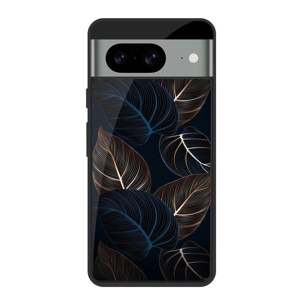 Blue Golden Leaves Google Pixel 8 Glass Cases & Covers Online