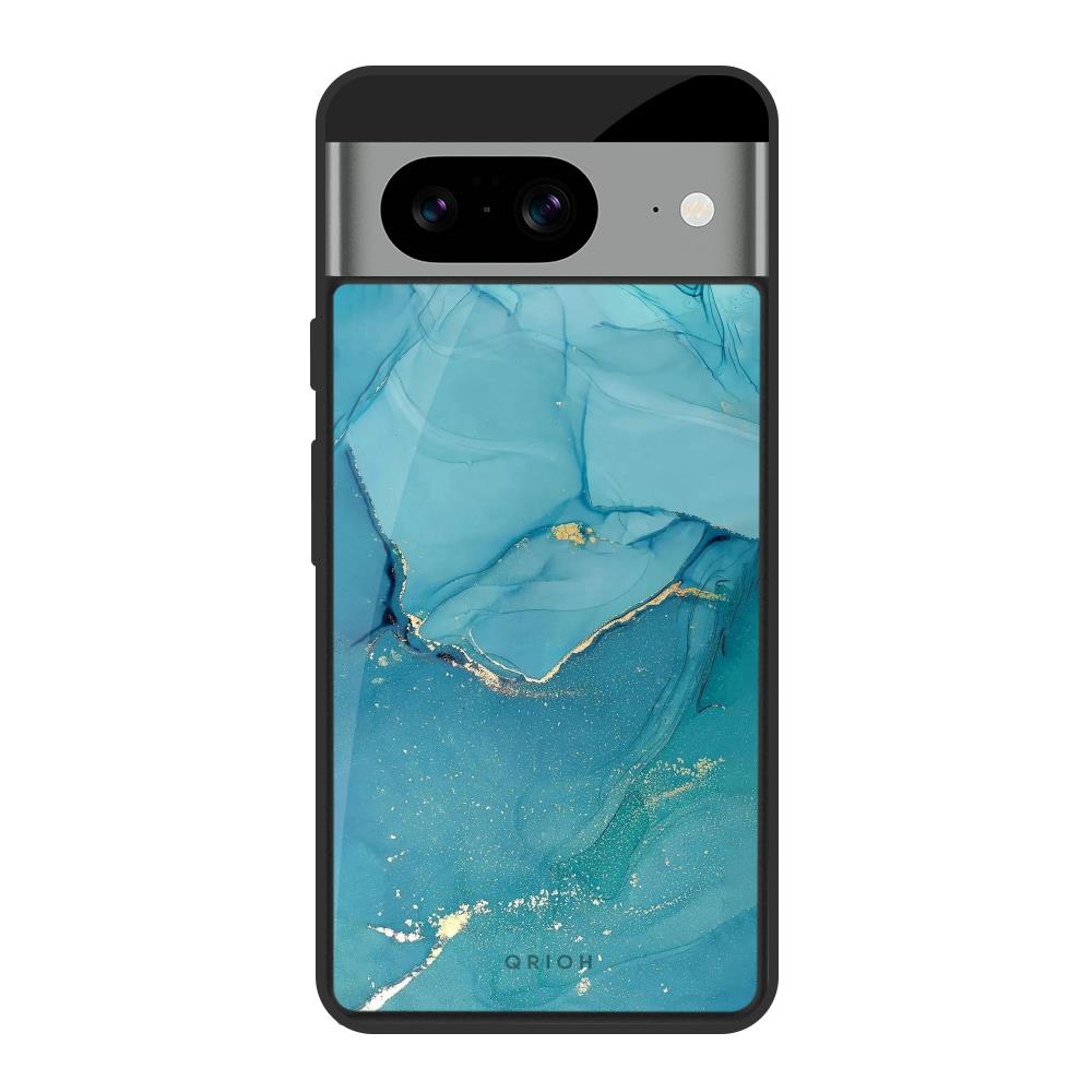 Blue Golden Glitter Google Pixel 8 Glass Cases & Covers Online