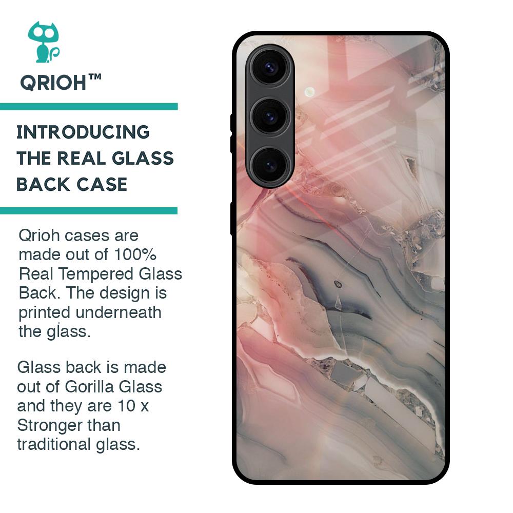 Pink And Grey Marble Glass Case For Samsung Galaxy S24 Plus 5G