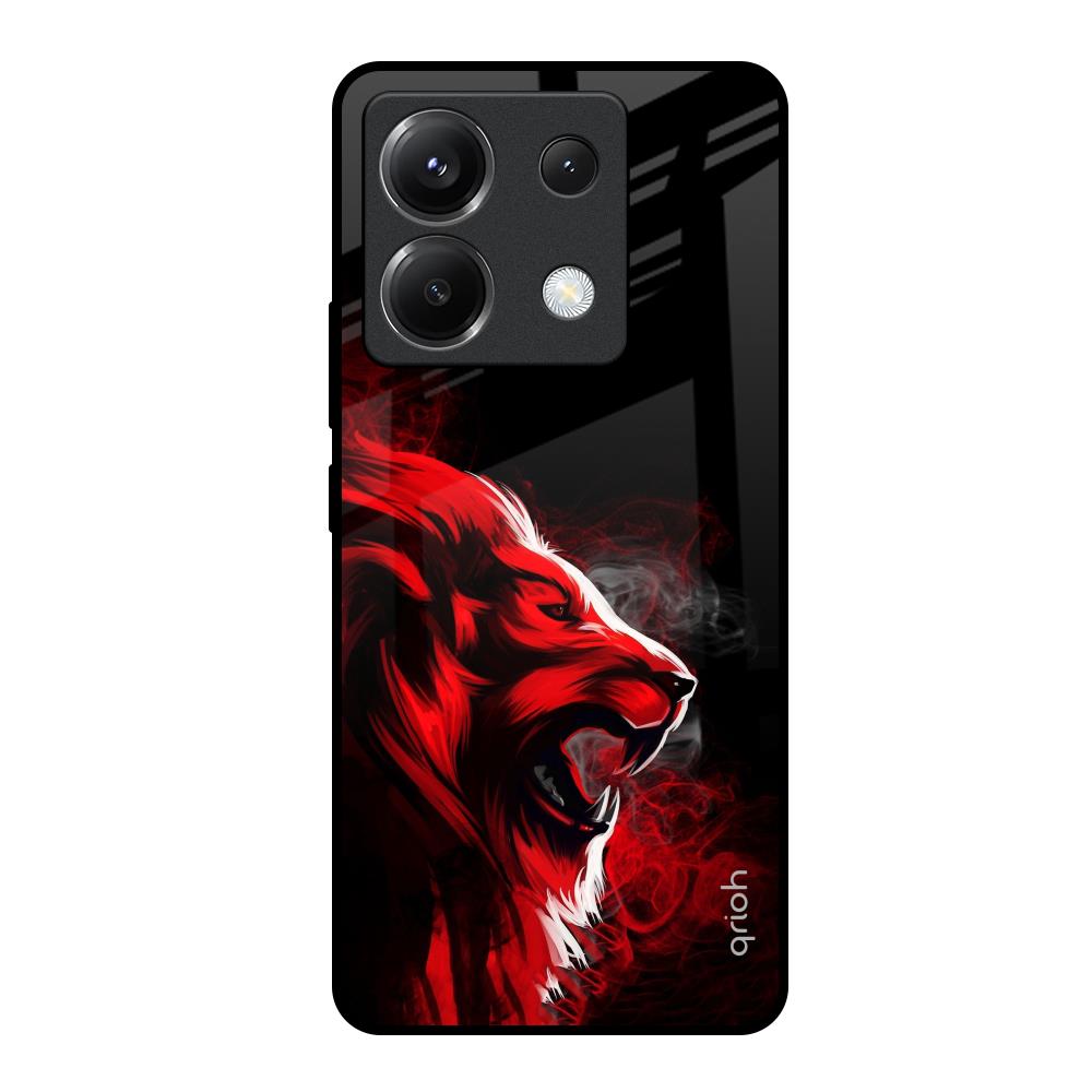 Red Angry Lion Poco X6 5G Glass Back Cover Online