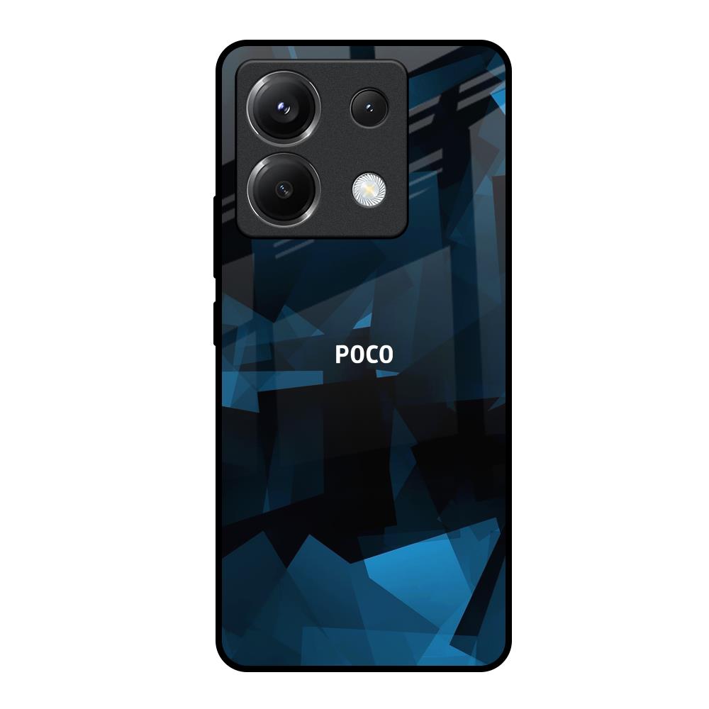 Polygonal Blue Box Poco X6 5G Glass Back Cover Online