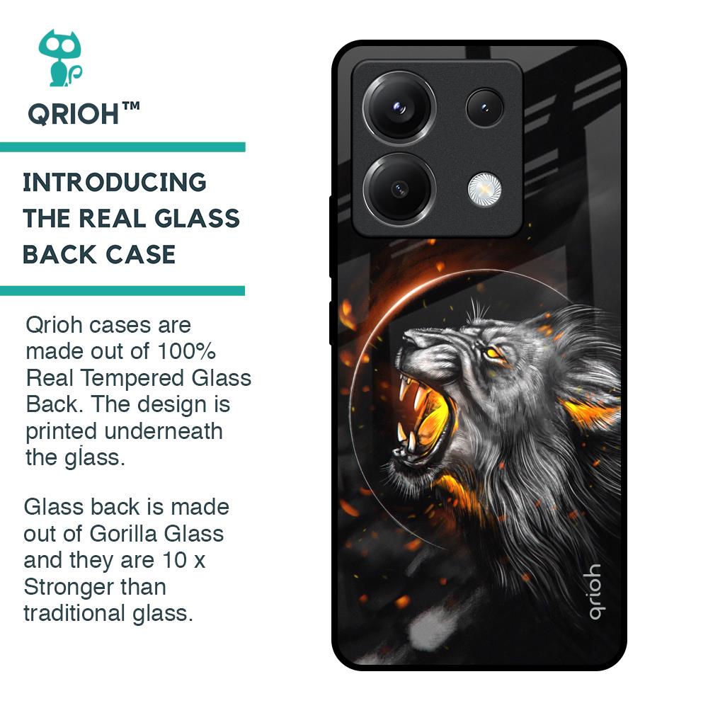 Aggressive Lion Glass Case for Poco X6 5G