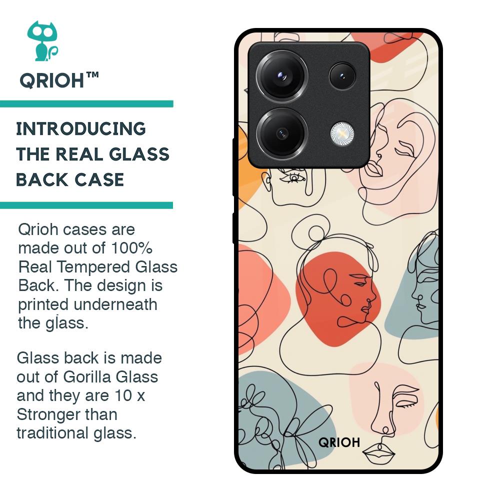 Abstract Faces Glass Case for Poco X6 5G