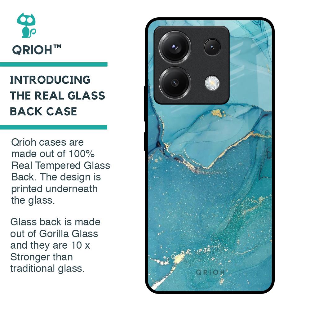 Blue Golden Glitter Glass Case for Poco X6 5G