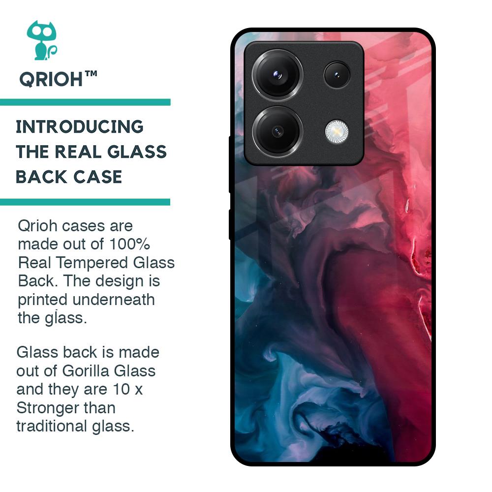 Blue & Red Smoke Glass Case for Poco X6 5G