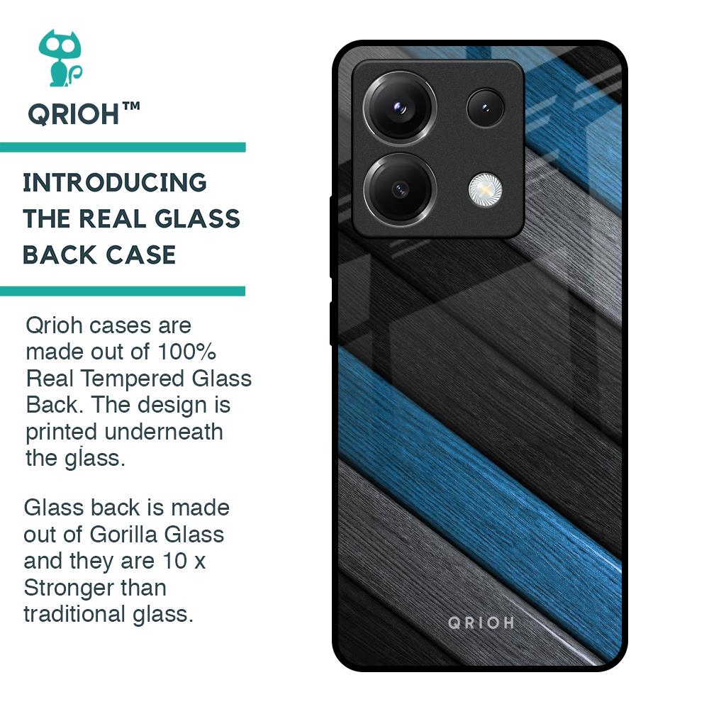 Multicolor Wooden Effect Glass Case for Poco X6 5G