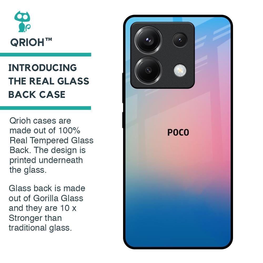 Blue & Pink Ombre Glass case for Poco X6 5G