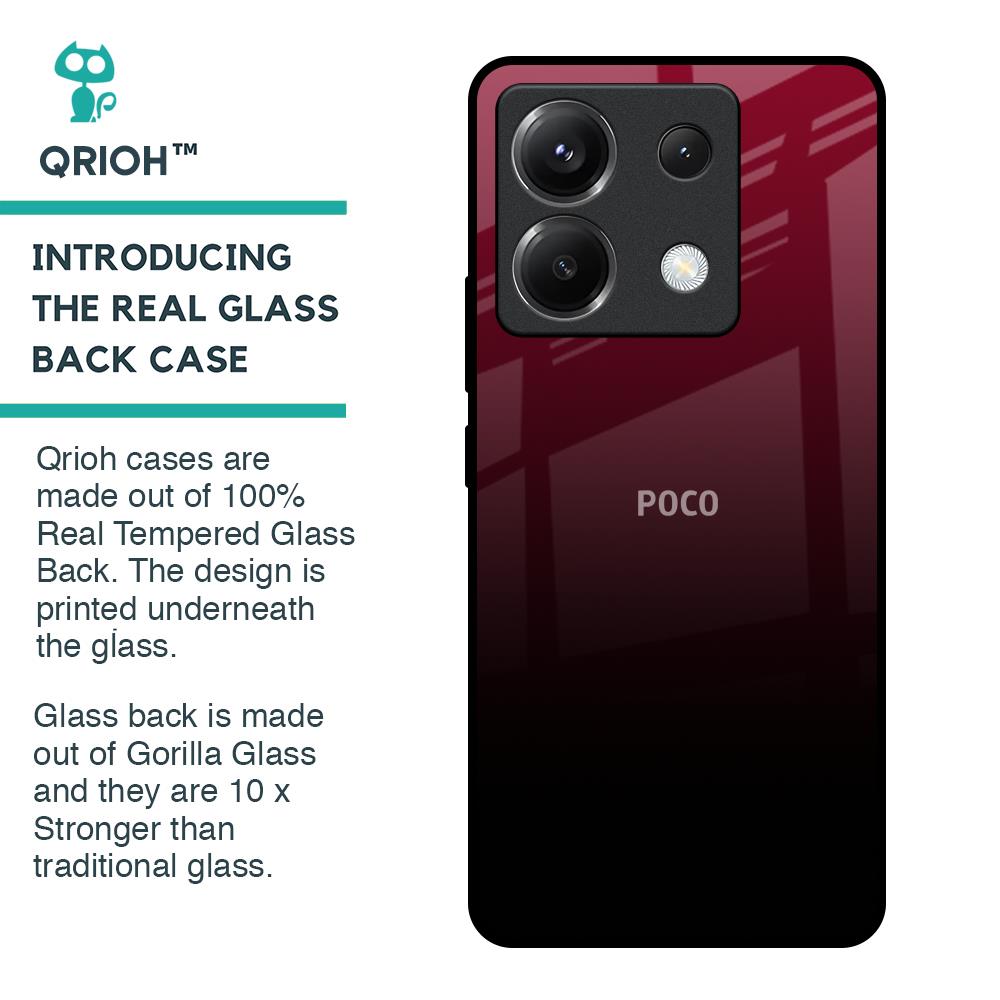 Wine Red Glass Case For Poco X6 5G