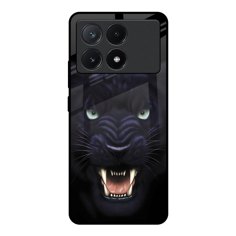 Angry Black Leopard Poco X6 Pro 5G Glass Back Cover Online