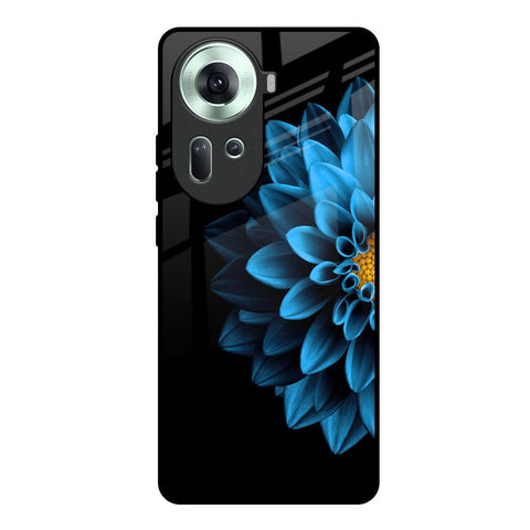Half Blue Flower Oppo Reno11 5G Glass Back Cover Online