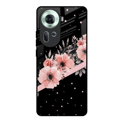 Floral Black Band Oppo Reno11 5G Glass Back Cover Online