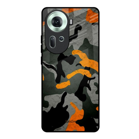 Camouflage Orange Oppo Reno11 5G Glass Back Cover Online